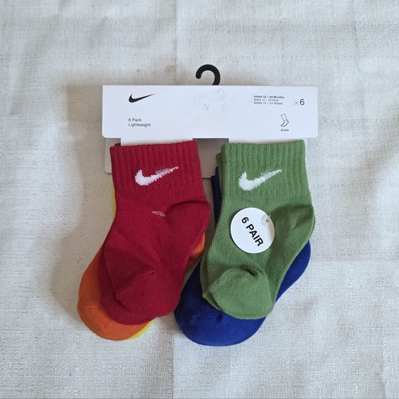 Nike 6 Pack Lightweight Ankle Socks Infant 12-24 Months - Picture 1 of 6